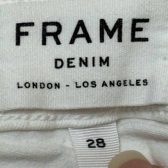 Frame Le Skinny de Jeanne Stagger Raw Hem White Denim White Size 28 - Picture 13 of 16
